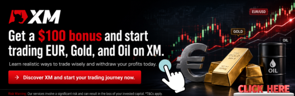 Get a $100 bonus and start trading EUR, Gold, and Oil on XM